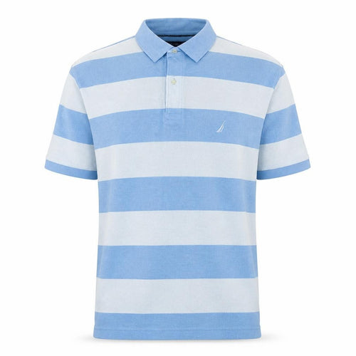 Nautica Men's Blue White Striped Slim Fit Cotton Polo Shirt XL