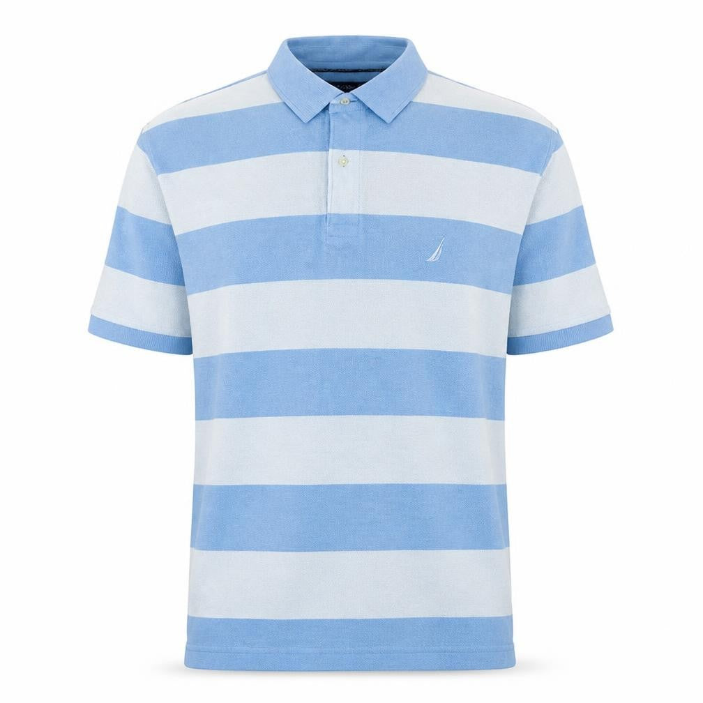 Nautica Men's Blue White Striped Slim Fit Cotton Polo Shirt XL