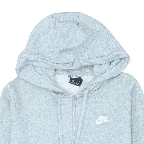 Nike Women Grey Full Zip Hoodie L - Classic Hooded Sweatshirt