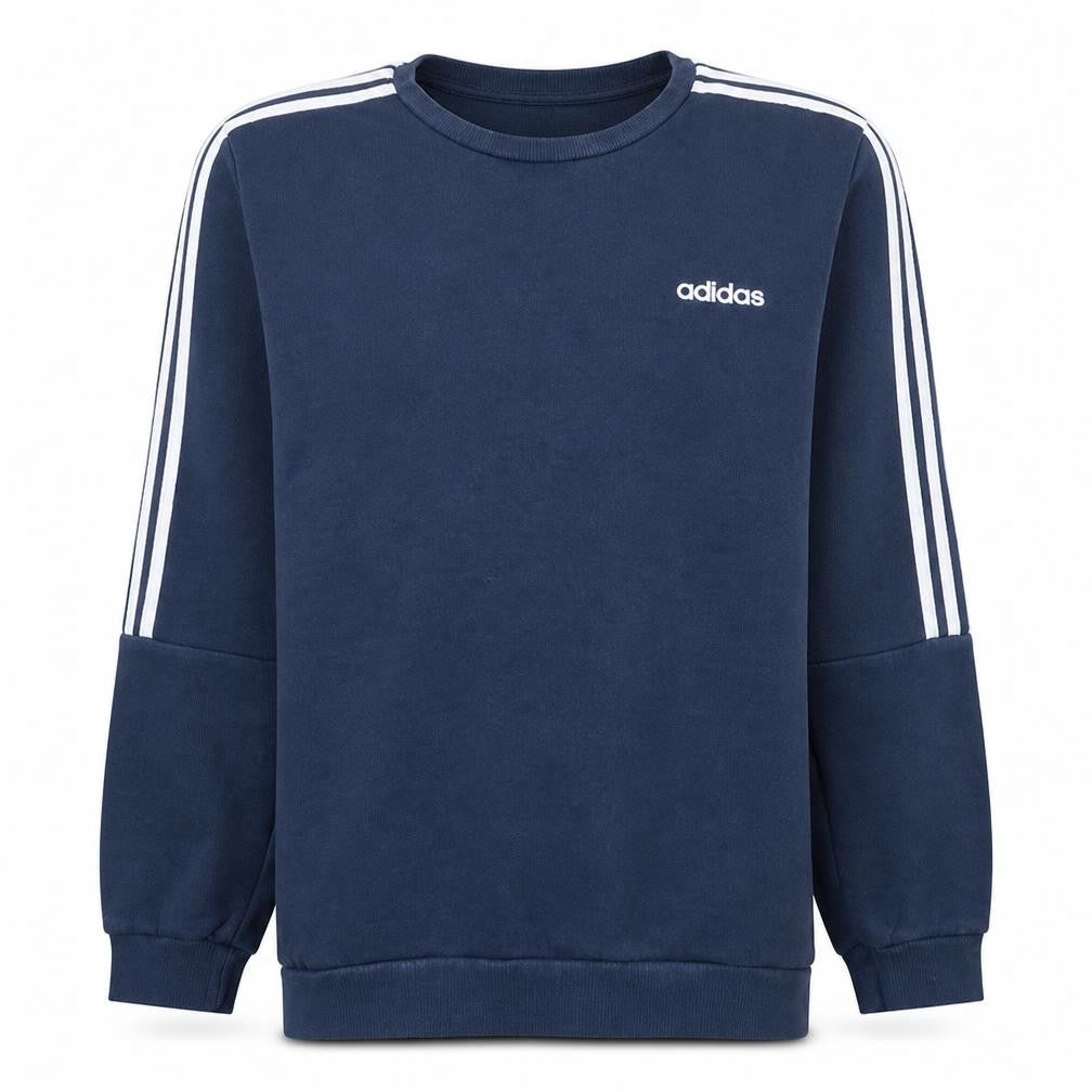 Front view of Adidas Men's Navy Blue Crew Neck Pullover Sweatshirt, size L