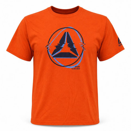 Reebok Men's Orange XL Sports Graphic Crew Neck Cotton T-Shirt