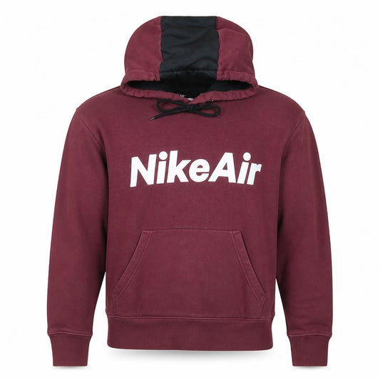 Front view of Nike Air Men's Red Pullover Hoodie L Sports Fleece Sweatshirt