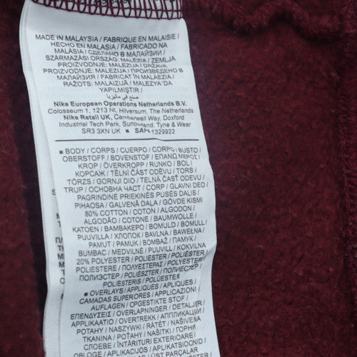 Nike Air Men's Red Pullover Hoodie L Sports Fleece Sweatshirt