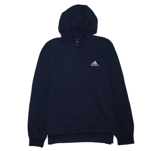 Adidas Mens Blue Pullover Hoodie L Regular Fit Fleece Sweatshirt