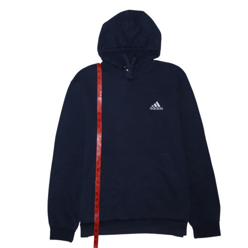 Adidas Mens Blue Pullover Hoodie L Regular Fit Fleece Sweatshirt
