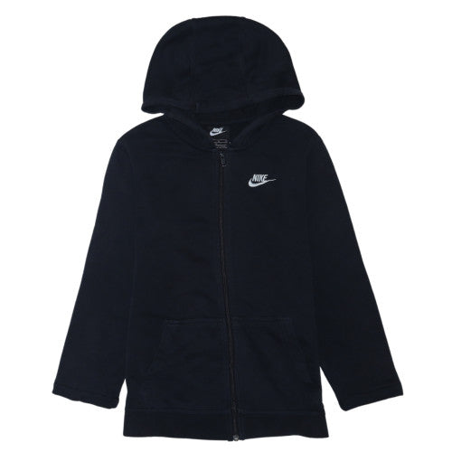 Nike Boys Black Full Zip Hoodie XL 158-170cm Fleece Lined Casual Top