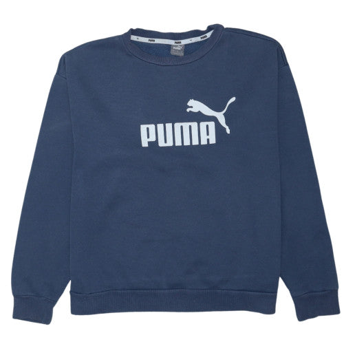 Puma Womens Navy Blue Logo Crew Neck Sweatshirt Size L