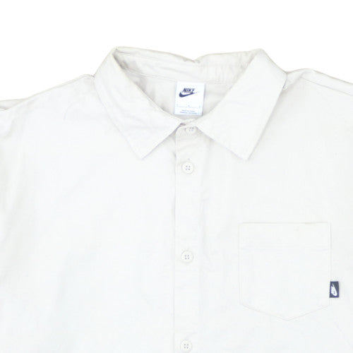 Nike Men's White Cotton Short Sleeve Button-Up Shirt Size L