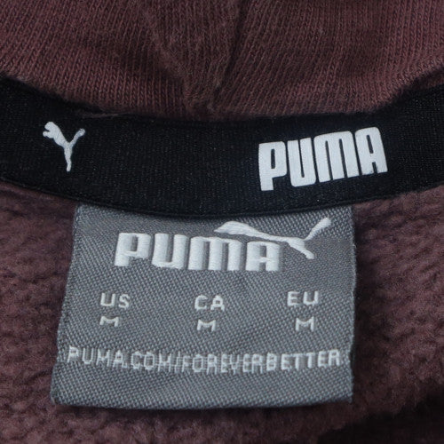 Puma Women's Mauve Pullover Hoodie Size M Embroidered Logo Cotton Blend