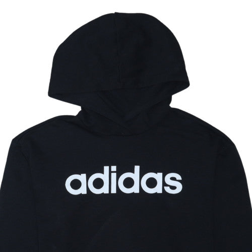 Adidas Mens Black XS Pullover Hoodie Embroidered Logo Lightweight