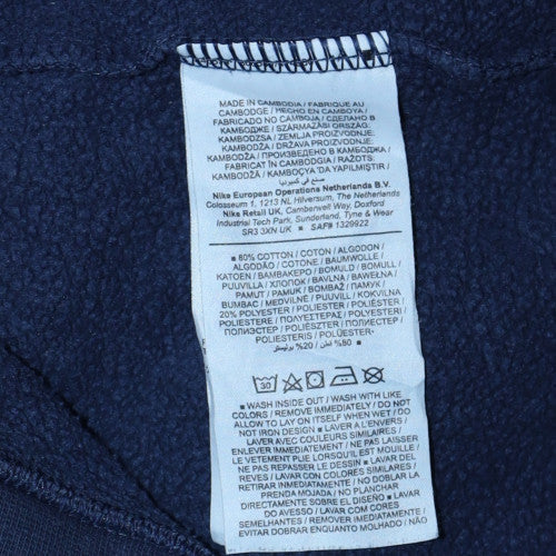 Nike Women's Navy Blue Pullover Sweatshirt L Athletic Logo Cotton Blend