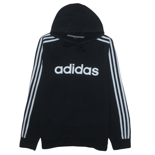 Adidas Men’s Black Pullover Hoodie M Logo 3-Stripes Sportswear
