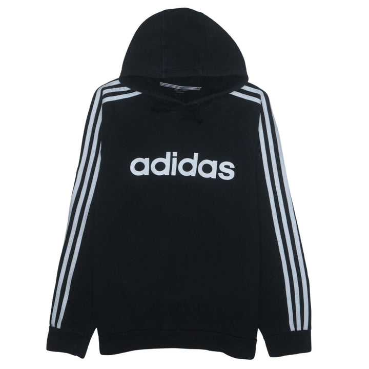 Adidas Men’s Black Pullover Hoodie M Logo 3-Stripes Sportswear