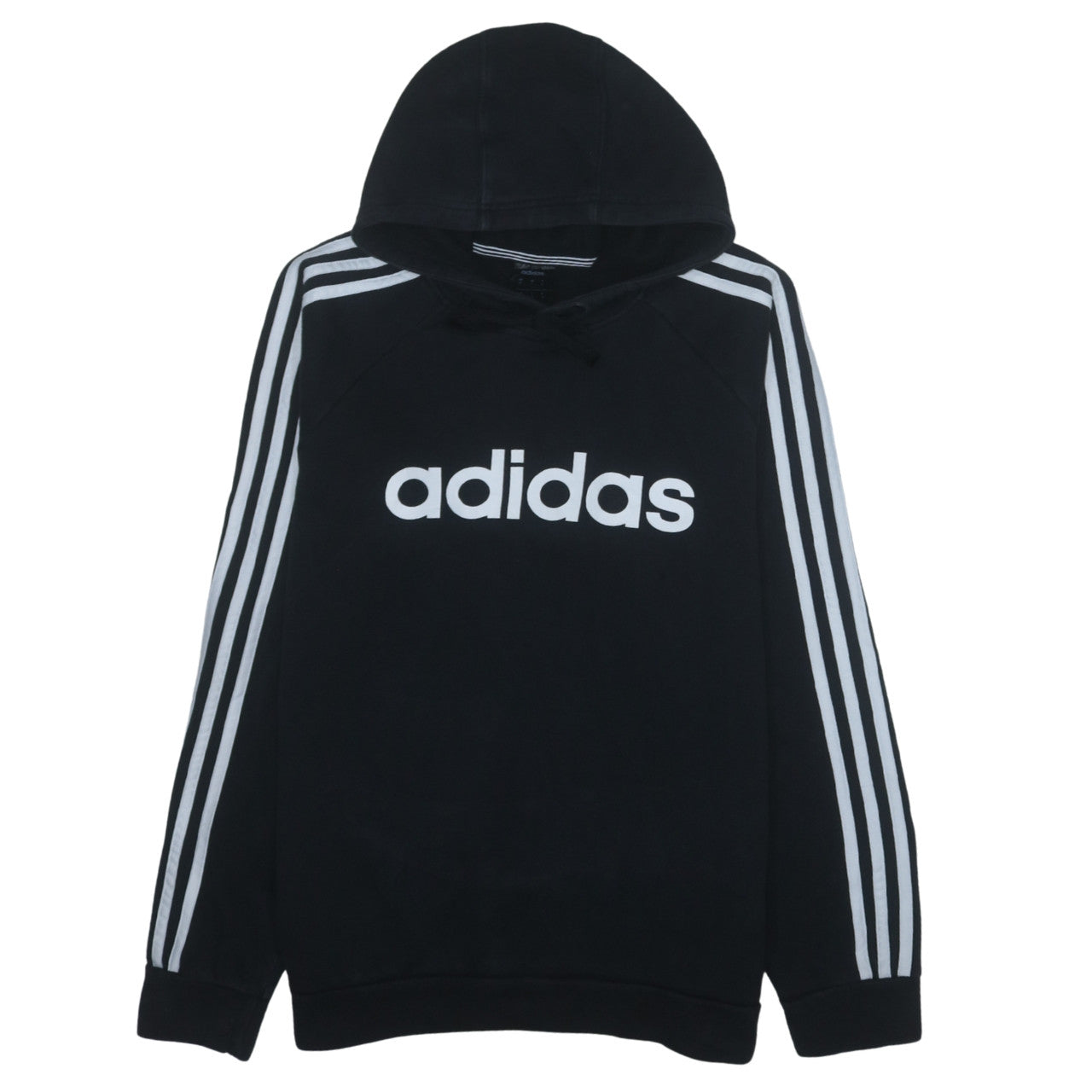 Adidas Men’s Black Pullover Hoodie M Logo 3-Stripes Sportswear