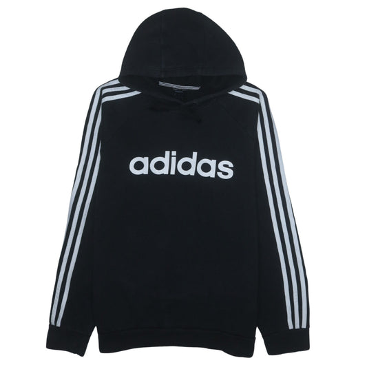Adidas Men’s Black Pullover Hoodie M Logo 3-Stripes Sportswear