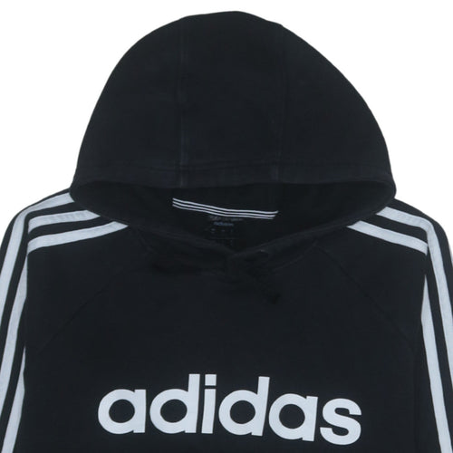 Adidas Men’s Black Pullover Hoodie M Logo 3-Stripes Sportswear