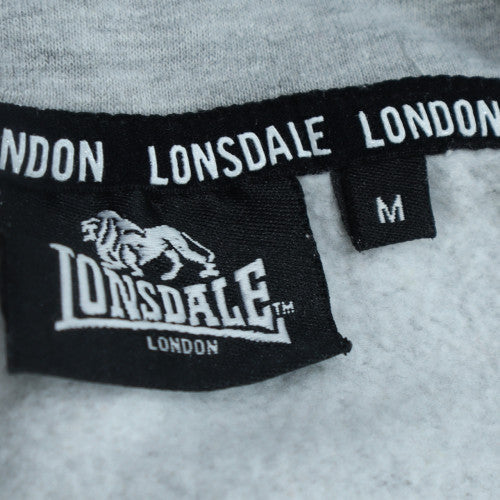 Lonsdale London Men's Grey Pullover Hoodie Size M Classic Logo Sweatshirt