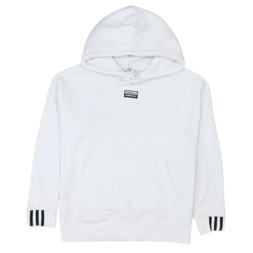 Adidas Womens White Hoodie Size 8 Pullover Cotton Blend Sweatshirt