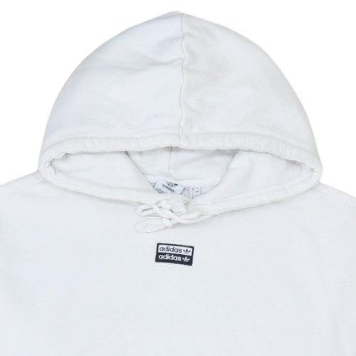 Adidas Womens White Hoodie Size 8 Pullover Cotton Blend Sweatshirt