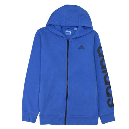 Adidas Men Blue Full Zip Hoodie L Regular Fit Sports Fleece