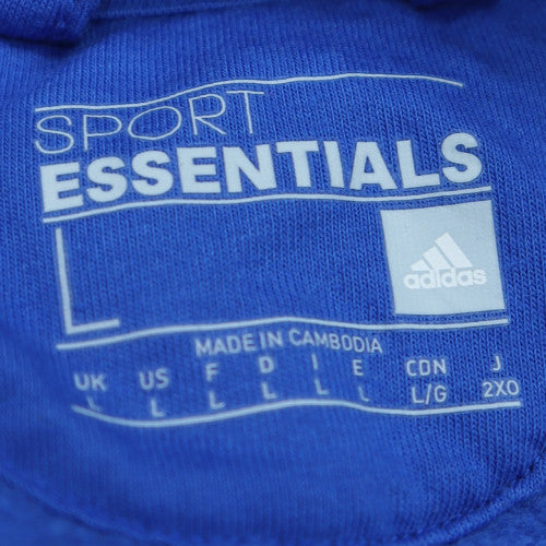 Adidas Men Blue Full Zip Hoodie L Regular Fit Sports Fleece