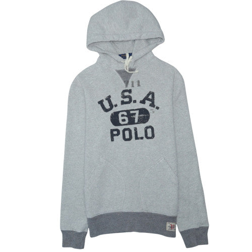 Polo Ralph Lauren Womens Grey Pullover Hoodie Size S Classic USA 67 Design