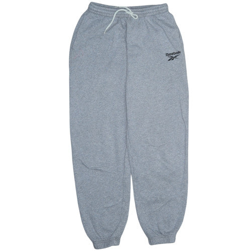 Reebok Womens Grey S Fleece Sweatpants Elastic Waist Joggers