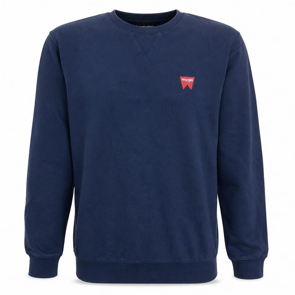 Front view of Wrangler Men's Blue XL Crew Neck Pullover Sweatshirt