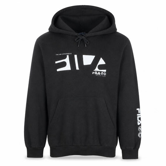 Front view of Fila Men's Black Pullover Hoodie Small Graphic Sportswear