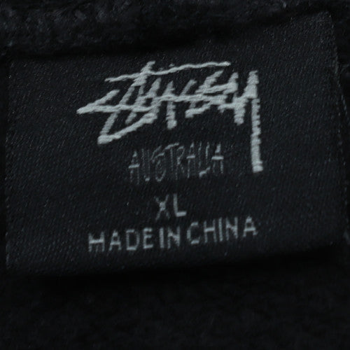Stussy Mens Black XL Pullover Hoodie with Dragon Graphic Print