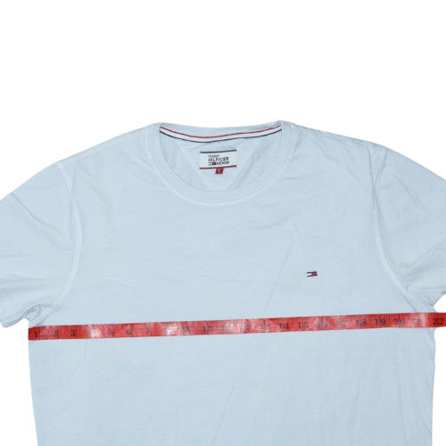 Tommy Hilfiger Denim Men's Light Blue Crew Neck Cotton T-Shirt L
