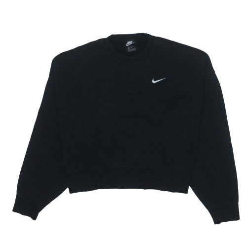 Nike Women Black Crew Neck Pullover Sweatshirt M Cotton Blend
