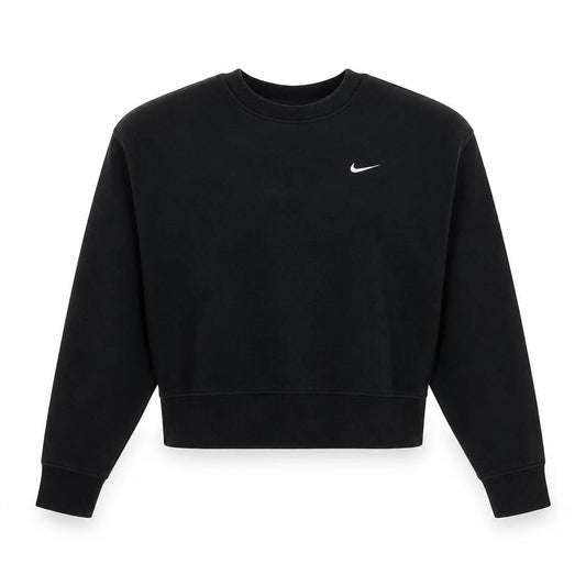 Front view of Nike Women Black Crew Neck Pullover Sweatshirt M Cotton Blend