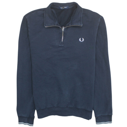 Fred Perry Men's Blue 1/4 Zip High Neck Sweatshirt Size L