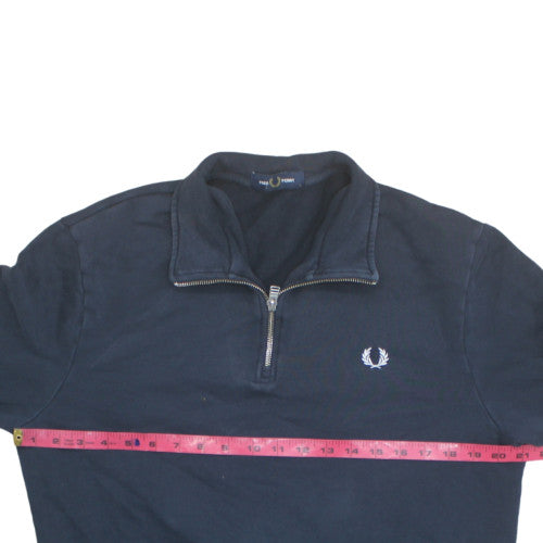 Fred Perry Men's Blue 1/4 Zip High Neck Sweatshirt Size L