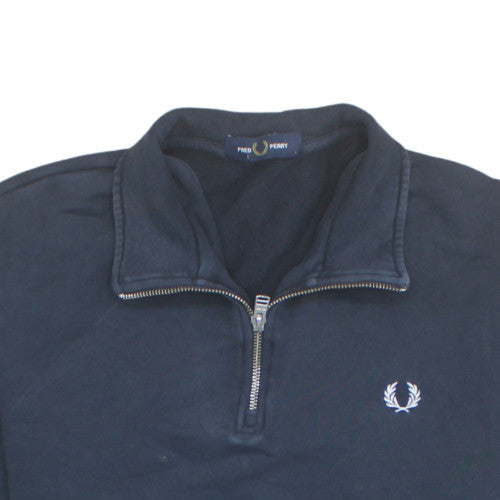 Fred Perry Men's Blue 1/4 Zip High Neck Sweatshirt Size L
