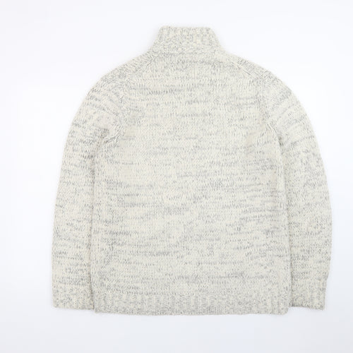 TU Men’s Grey Cable-Knit High Neck Pullover Jumper Size S