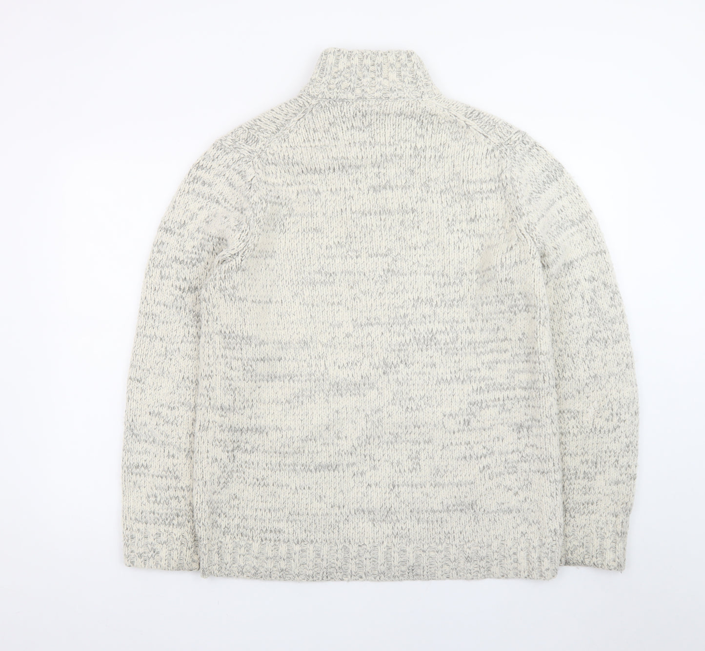 TU Men’s Grey Cable-Knit High Neck Pullover Jumper Size S