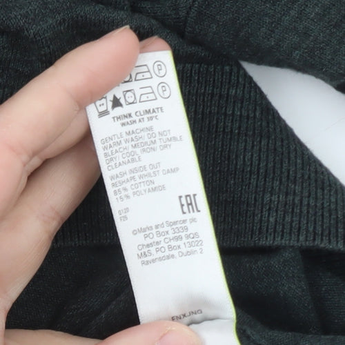 Marks and Spencer Men's Green XL Zip Neck Cotton Polo Shirt
