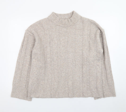 V by Very Women Beige Mock Neck Knit Jumper Size 12