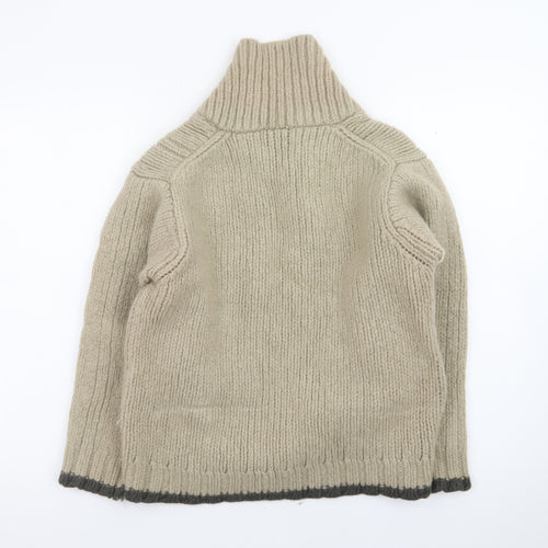 Next Men Beige Wool Roll Neck Chunky Knit Pullover Jumper Size M