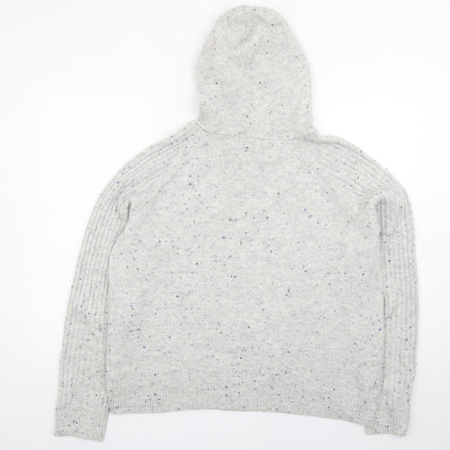 Marks and Spencer Women's Grey Hooded Knit Jumper Size M