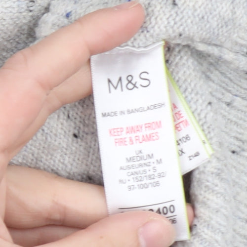 Marks and Spencer Women's Grey Hooded Knit Jumper Size M