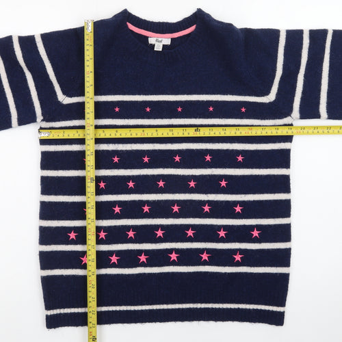 Khost Womens Blue Striped Star Embroidered Pullover Jumper Size 12