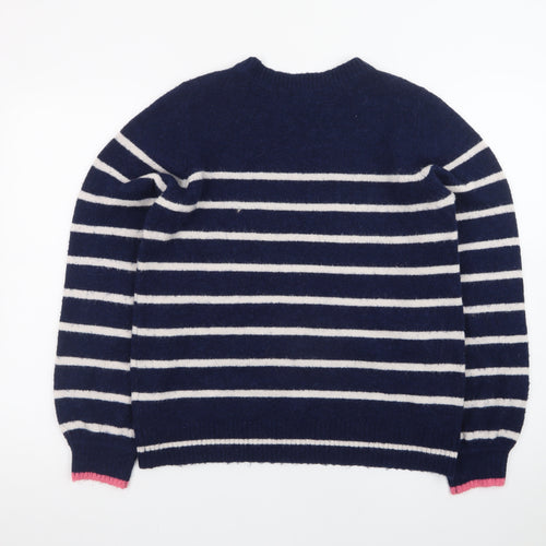 Khost Womens Blue Striped Star Embroidered Pullover Jumper Size 12