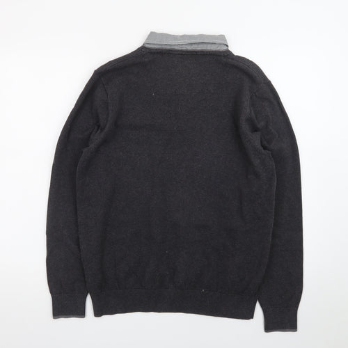 Marks and Spencer Men's Grey V-Neck Regular Fit Jumper M
