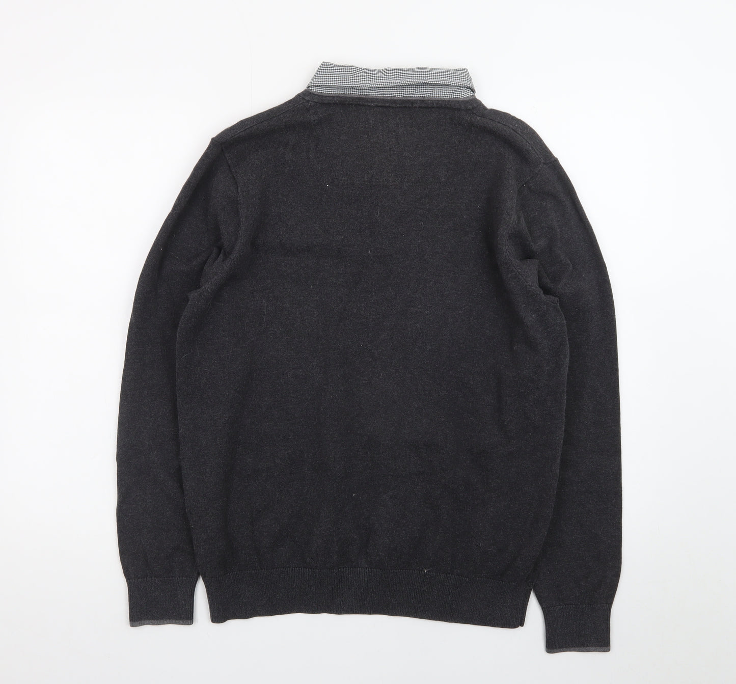 Marks and Spencer Men's Grey V-Neck Regular Fit Jumper M