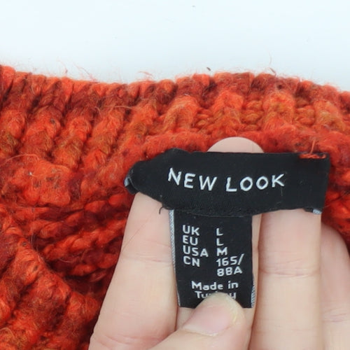 New Look Women’s Red Chunky-Knit Pullover Jumper Size L