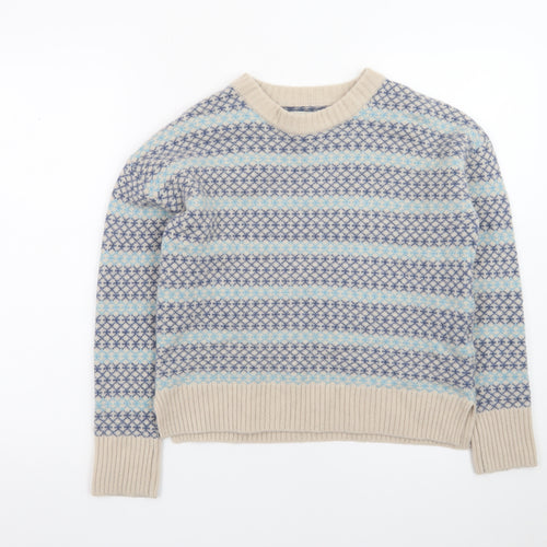 Beaufort & Blake Women's Blue Fair Isle Wool Blend Jumper XS