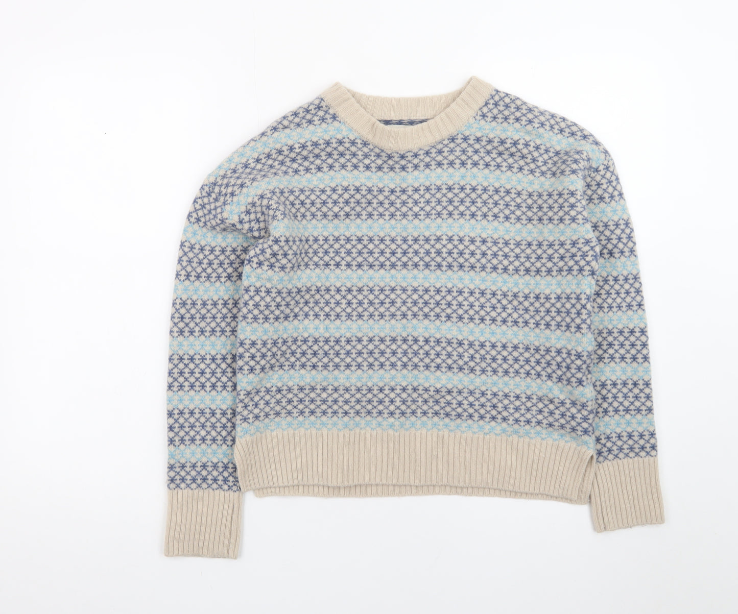 Beaufort & Blake Women's Blue Fair Isle Wool Blend Jumper XS